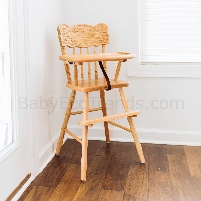 Amish Wooden High Chair Sunburst USA Made Baby Furniture Baby